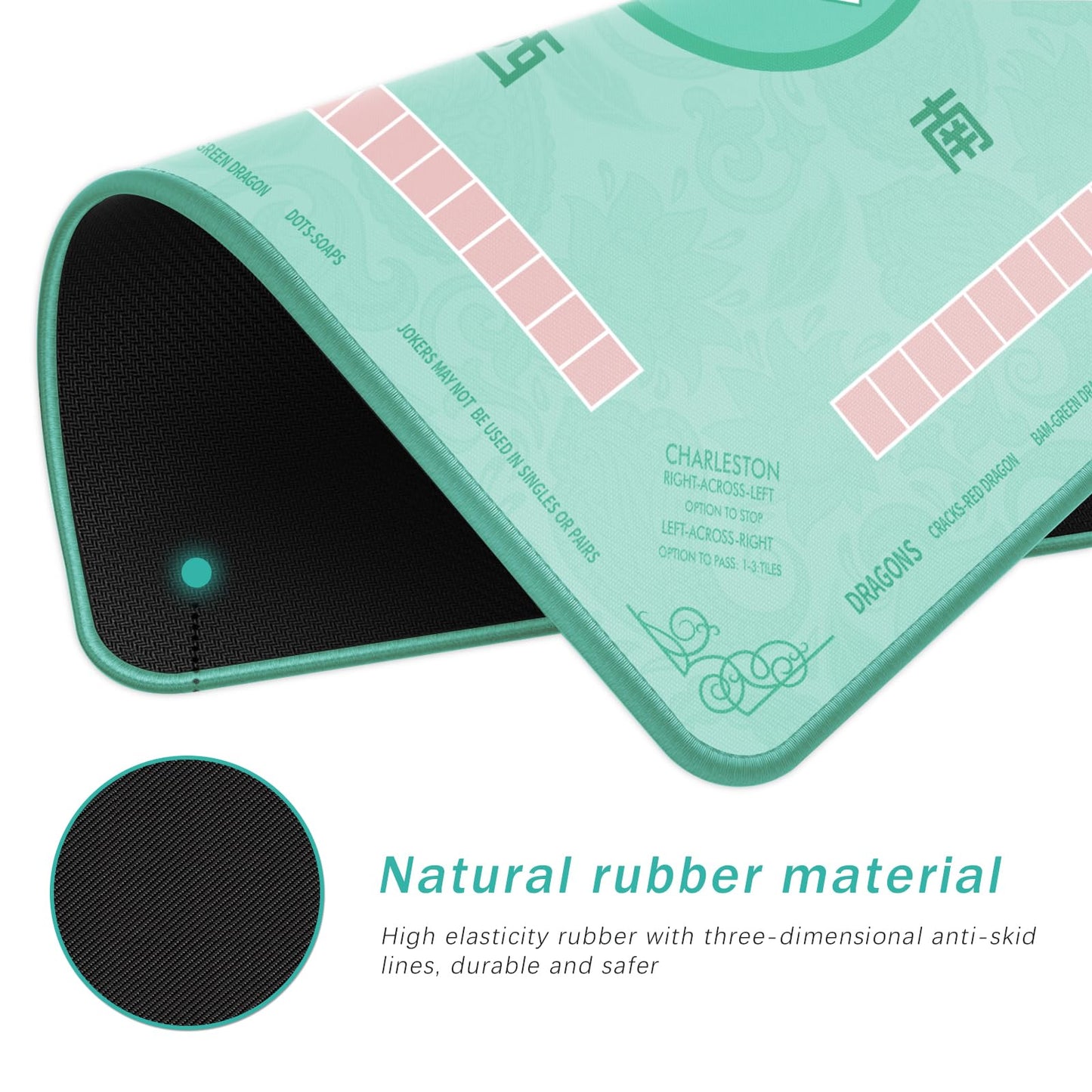 2F22E Mahjong Mat - Non-Slip, Noise-Reducing Gaming Surface 32.4x32.4 in (Cyan)