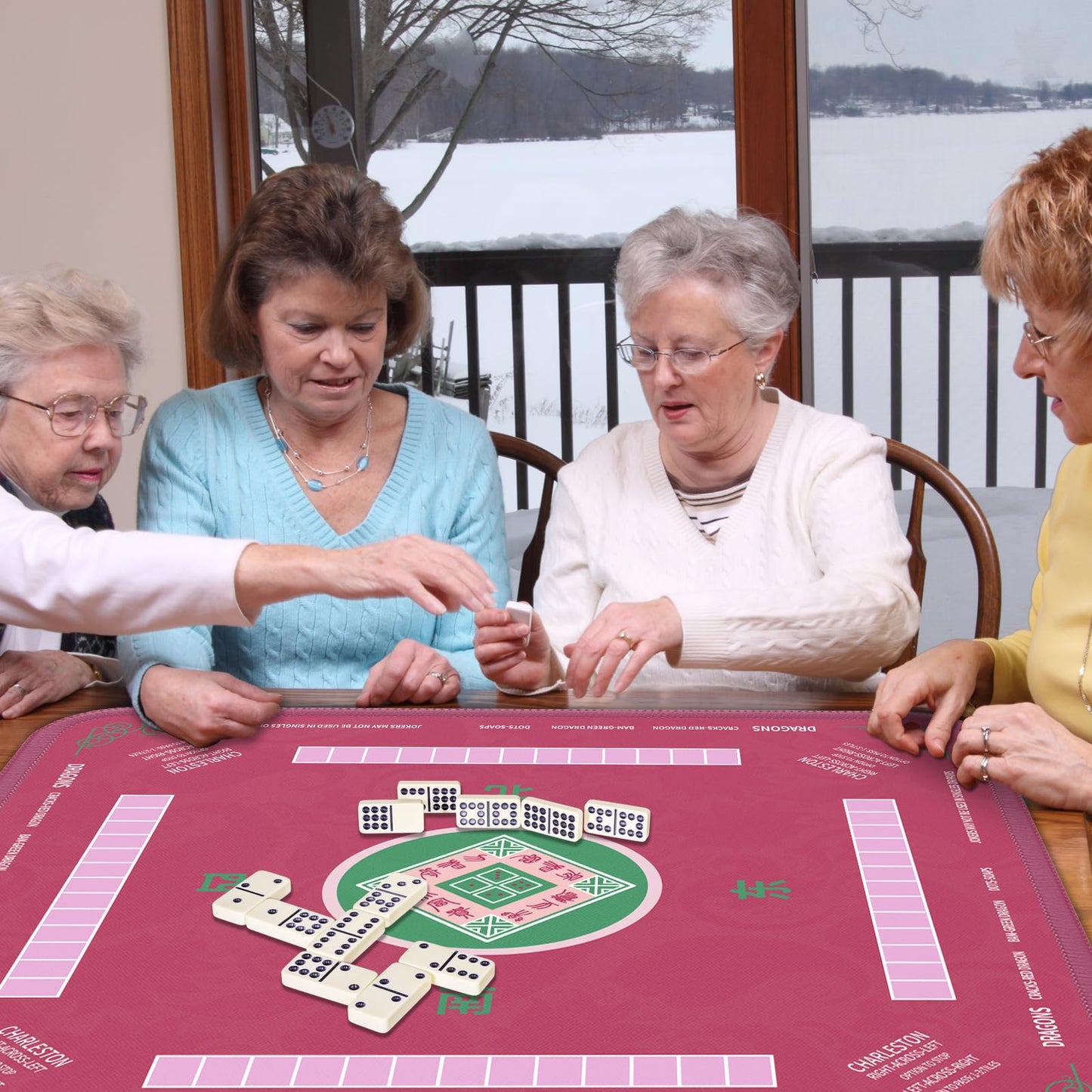 2F22E Mahjong Mat – Noise-Reducing, Non-Slip Table Mat 32.4 x 32.4 in (Pink)