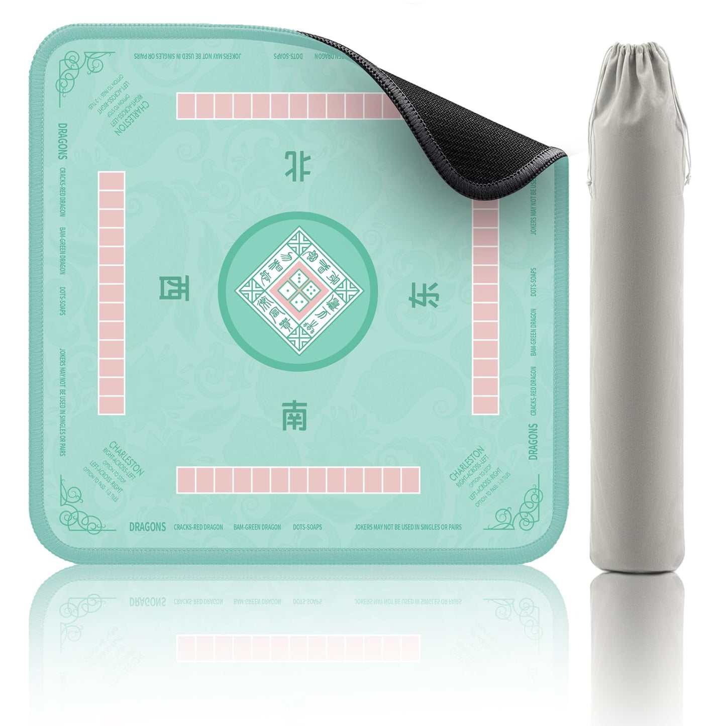 2F22E Mahjong Mat - Non-Slip, Noise-Reducing Gaming Surface 32.4x32.4 in (Cyan)
