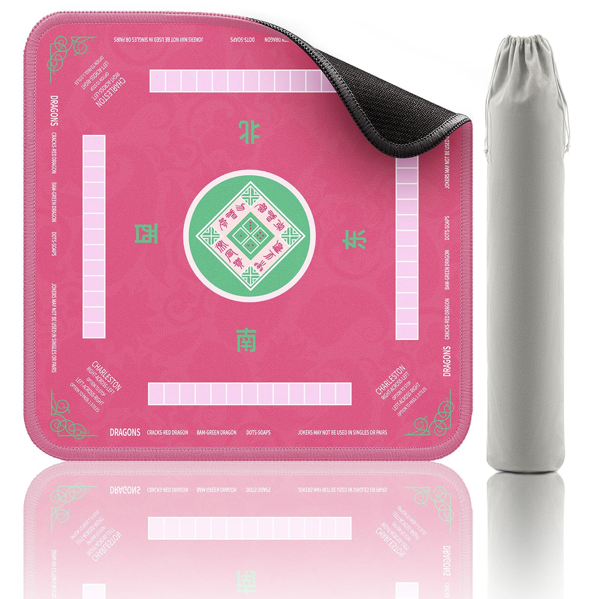 2F22E Mahjong Mat – Noise-Reducing, Non-Slip Table Mat 32.4 x 32.4 in (Pink)