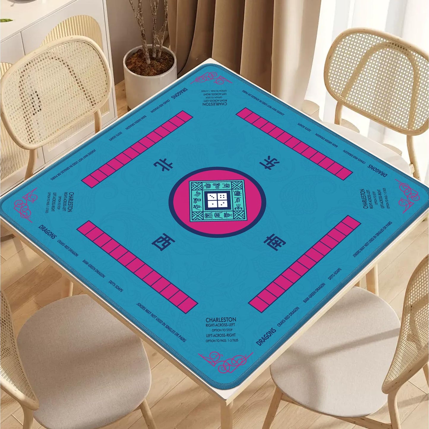 2F22E Mahjong Mat – Non-Slip, Noise-Reducing 32.4x32.4 Inch Surface (Blue-2)