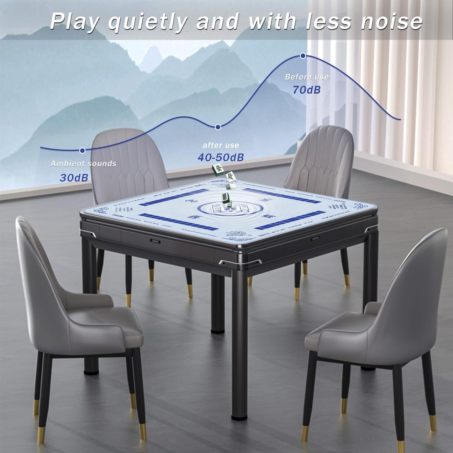 2F22E Mahjong Mat 32.4 x 32.4 in – Noise-Reducing, Non-Slip Table Mat (Sky Blue)