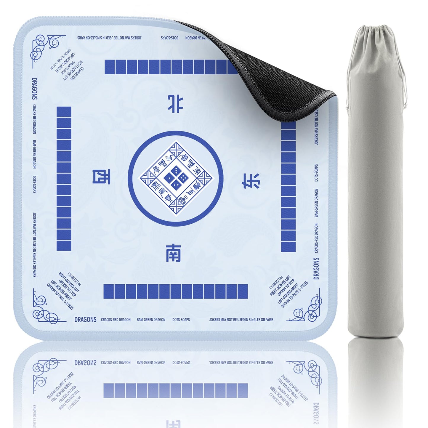2F22E Mahjong Mat 32.4 x 32.4 in – Noise-Reducing, Non-Slip Table Mat (Sky Blue)