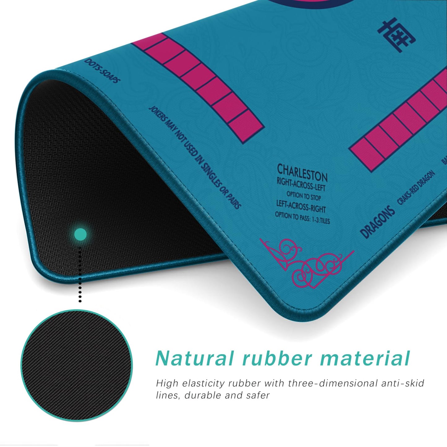 2F22E Mahjong Mat – Non-Slip, Noise-Reducing 32.4x32.4 Inch Surface (Blue-2)
