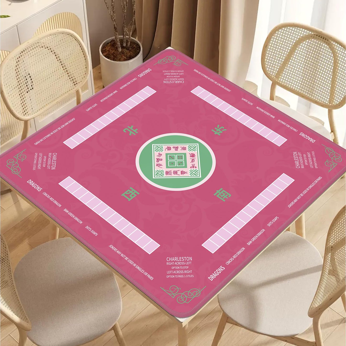 2F22E Mahjong Mat – Noise-Reducing, Non-Slip Table Mat 32.4 x 32.4 in (Pink)