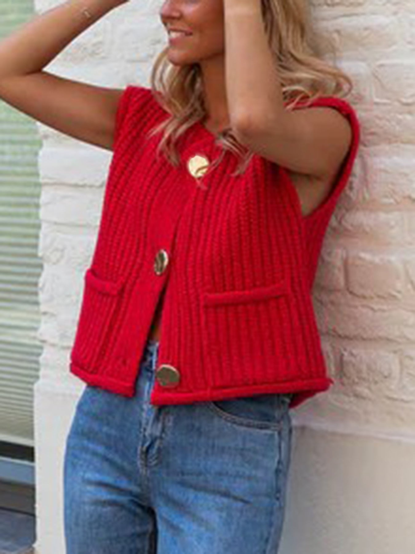 Women's European And American Thick Needle Knitted Waistcoat