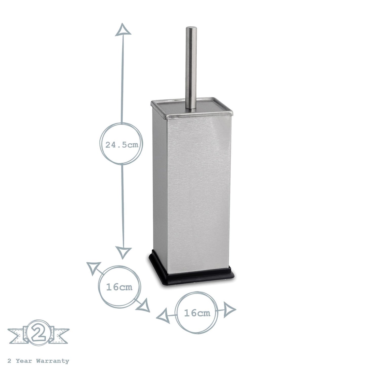 Brushed Steel Square Toilet Brush
