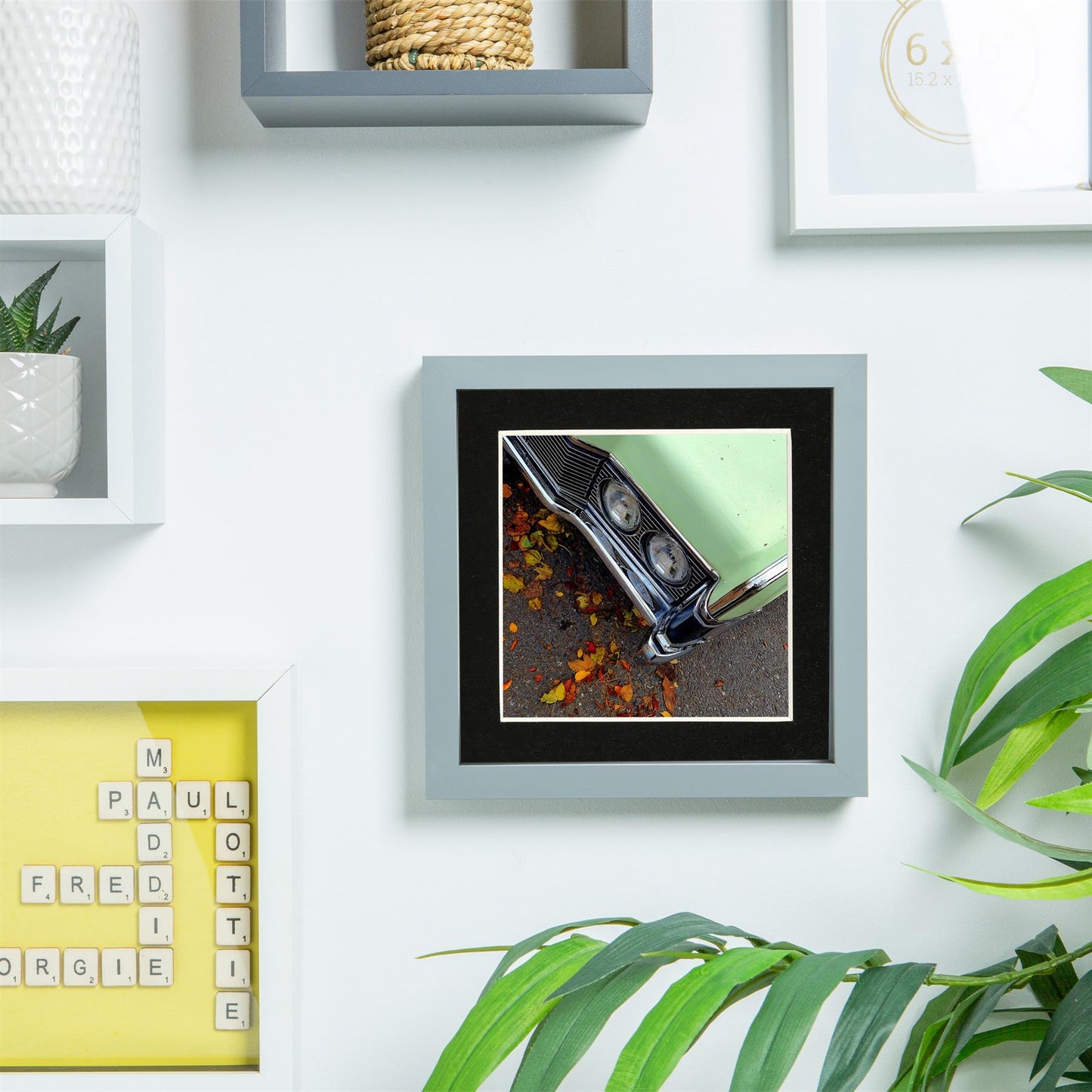 Grey 6" x 6" 3D Box Photo Frame with 4" x 4" Mount