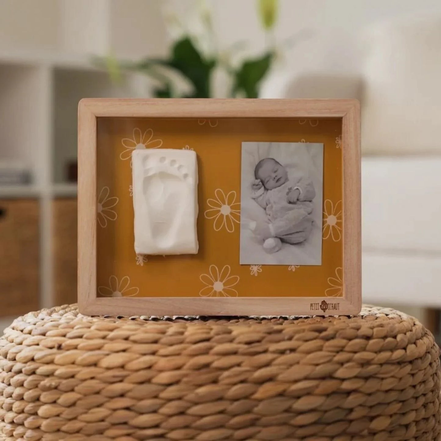 Petit Artichaut Classic Frame with Hand & Foot Imprints - Daisy Ochre