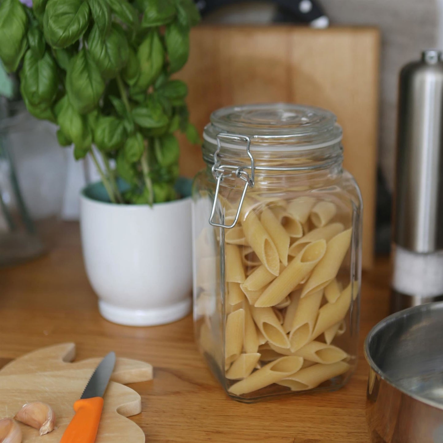 760ml Air tight Square Glass Jar with Clip-Top Lid