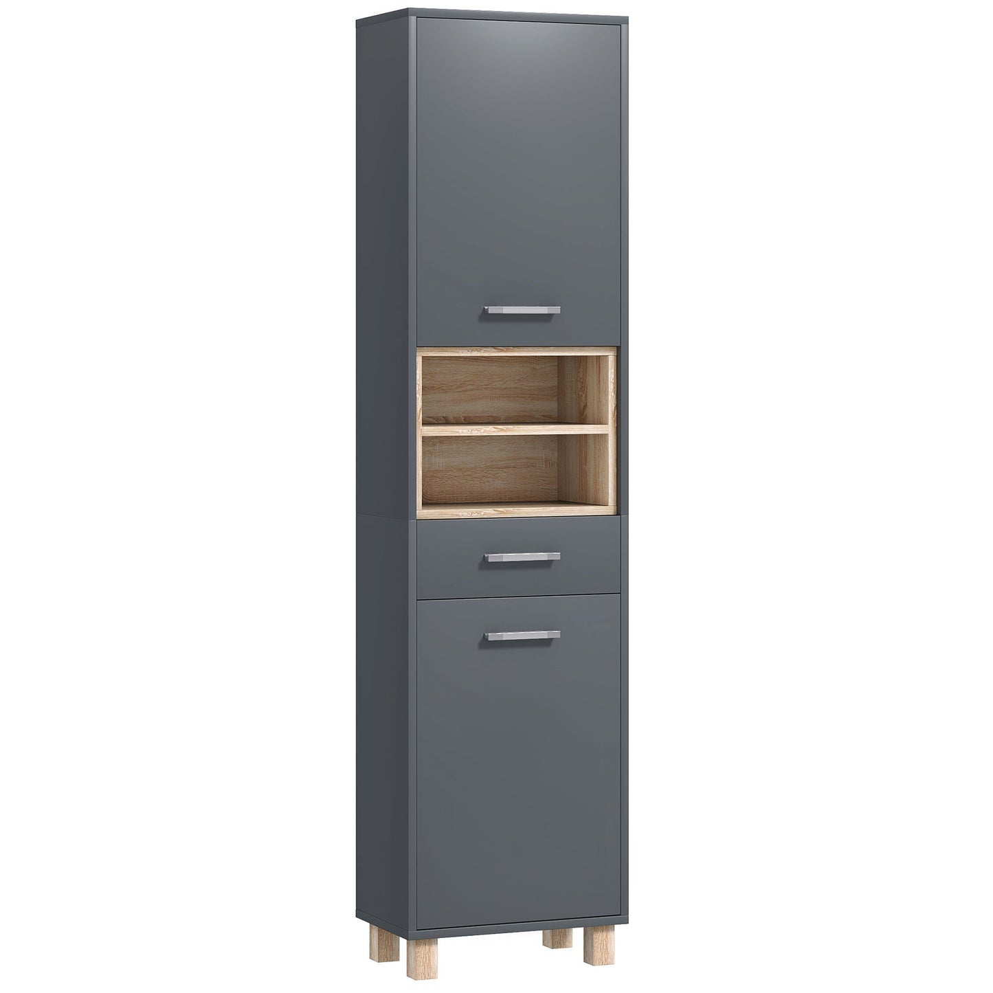 HOMCOM Bathroom Storage Unit with Open Shelves and Drawer