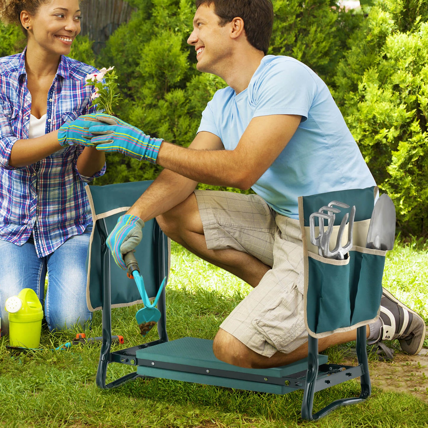 2-in-1 Foldable Garden Kneeler and Seat with Tool Pouches
