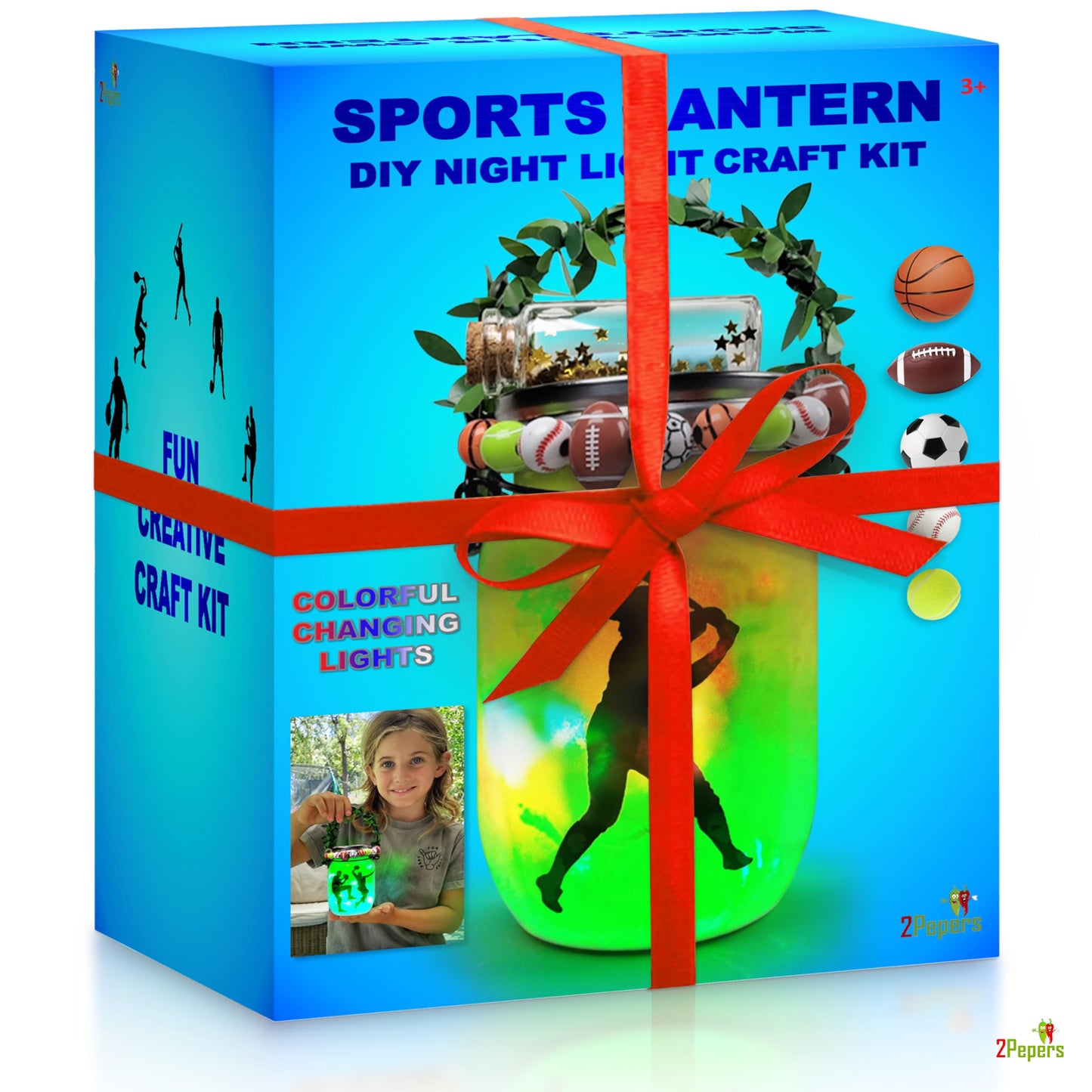 2Pepers Make Your Own Sports Night Light Lantern Jar – DIY Kids Craft Kit for Ages 4-12