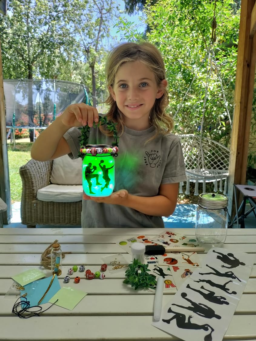 2Pepers Make Your Own Sports Night Light Lantern Jar – DIY Kids Craft Kit for Ages 4-12