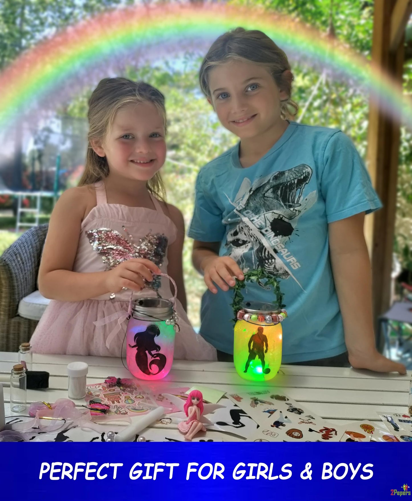 2Pepers Make Your Own Sports Night Light Lantern Jar – DIY Kids Craft Kit for Ages 4-12