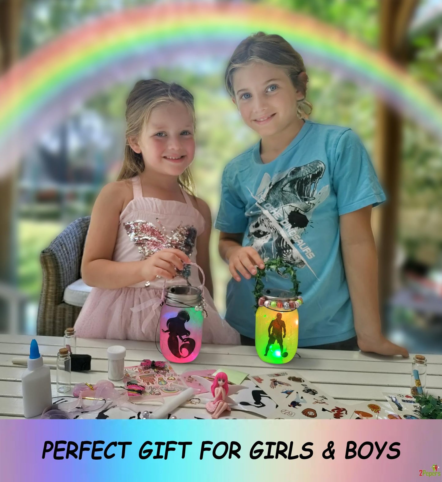 2Pepers Unicorn & Fairy Lantern Jar Kit – DIY Night Light Craft for Kids