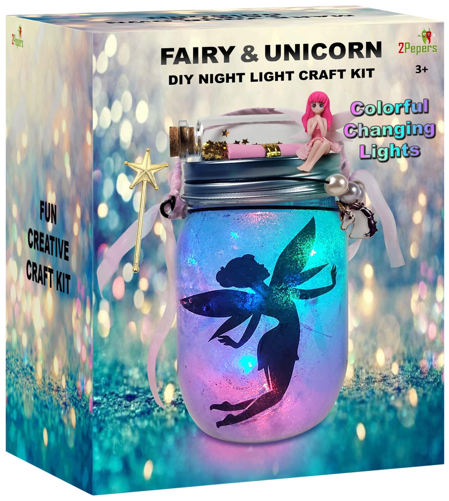 2Pepers Unicorn & Fairy Lantern Jar Kit – DIY Night Light Craft for Kids