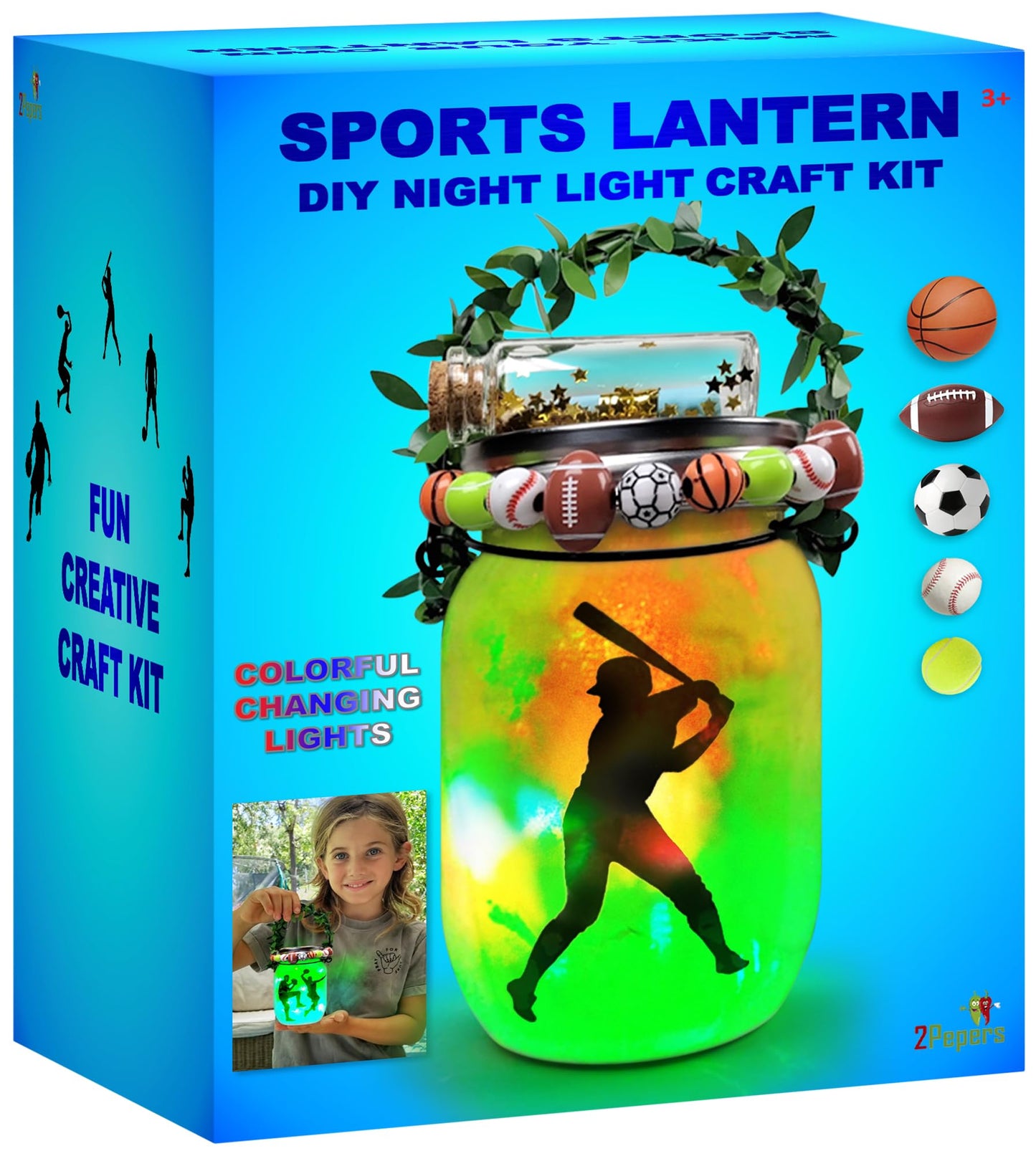 2Pepers Make Your Own Sports Night Light Lantern Jar – DIY Kids Craft Kit for Ages 4-12