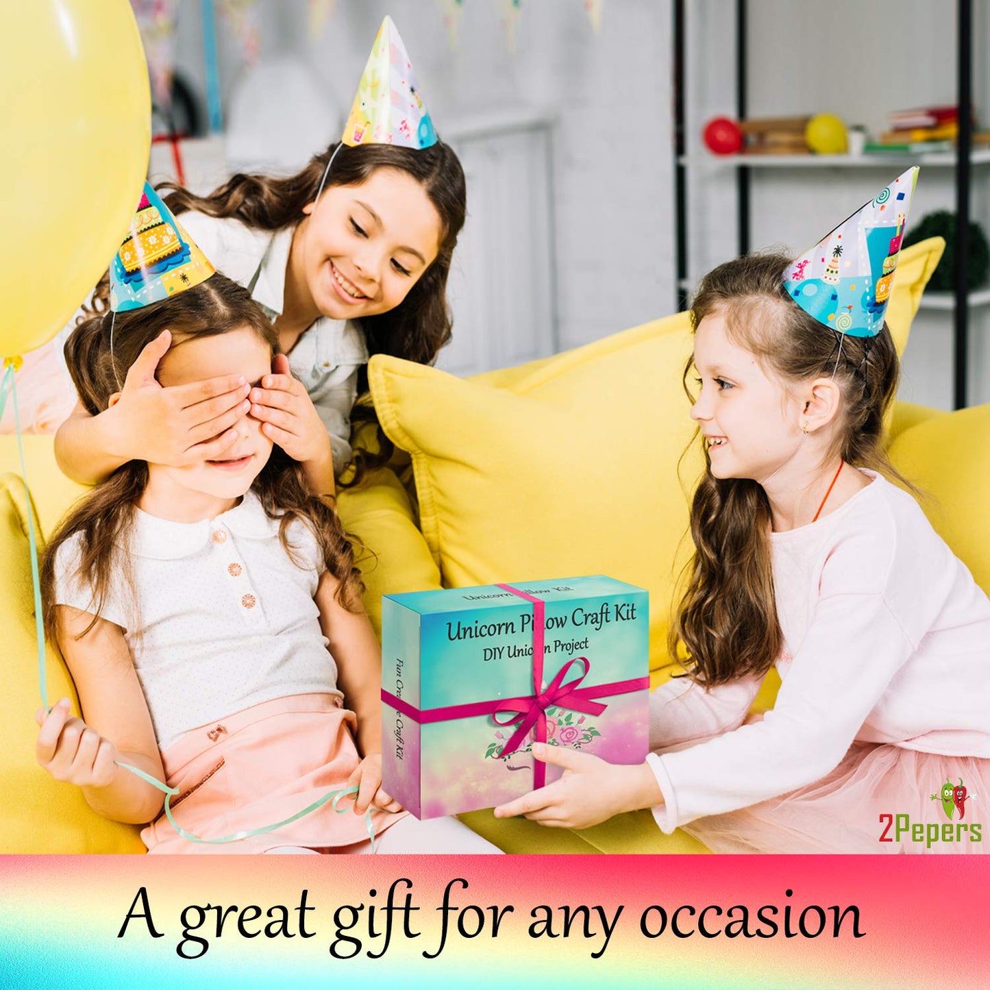 2Pepers Make Your Own Unicorn Pillow Kit - No-Sew Craft for Girls Aged 3-10