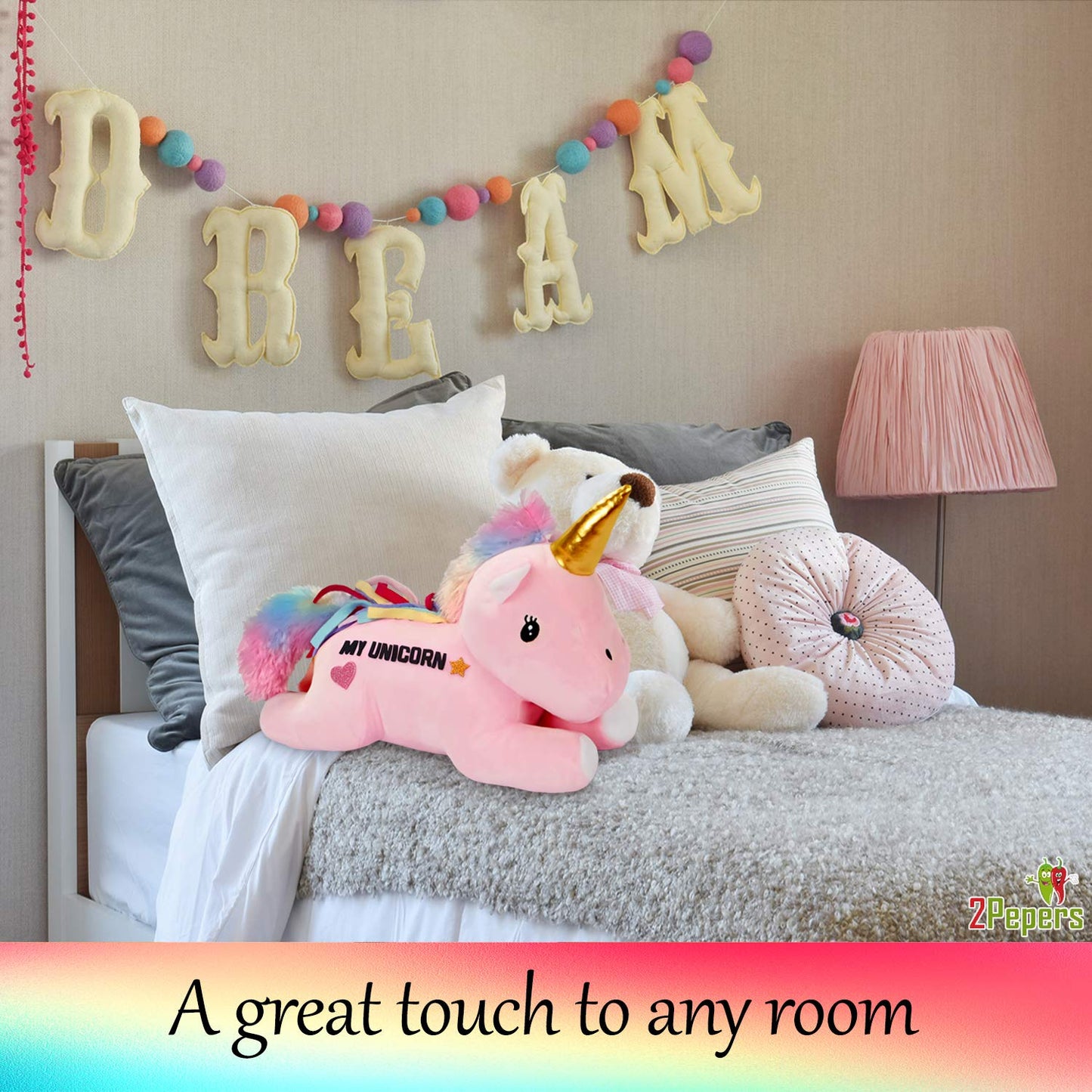 2Pepers Make Your Own Unicorn Pillow Kit - No-Sew Craft for Girls Aged 3-10