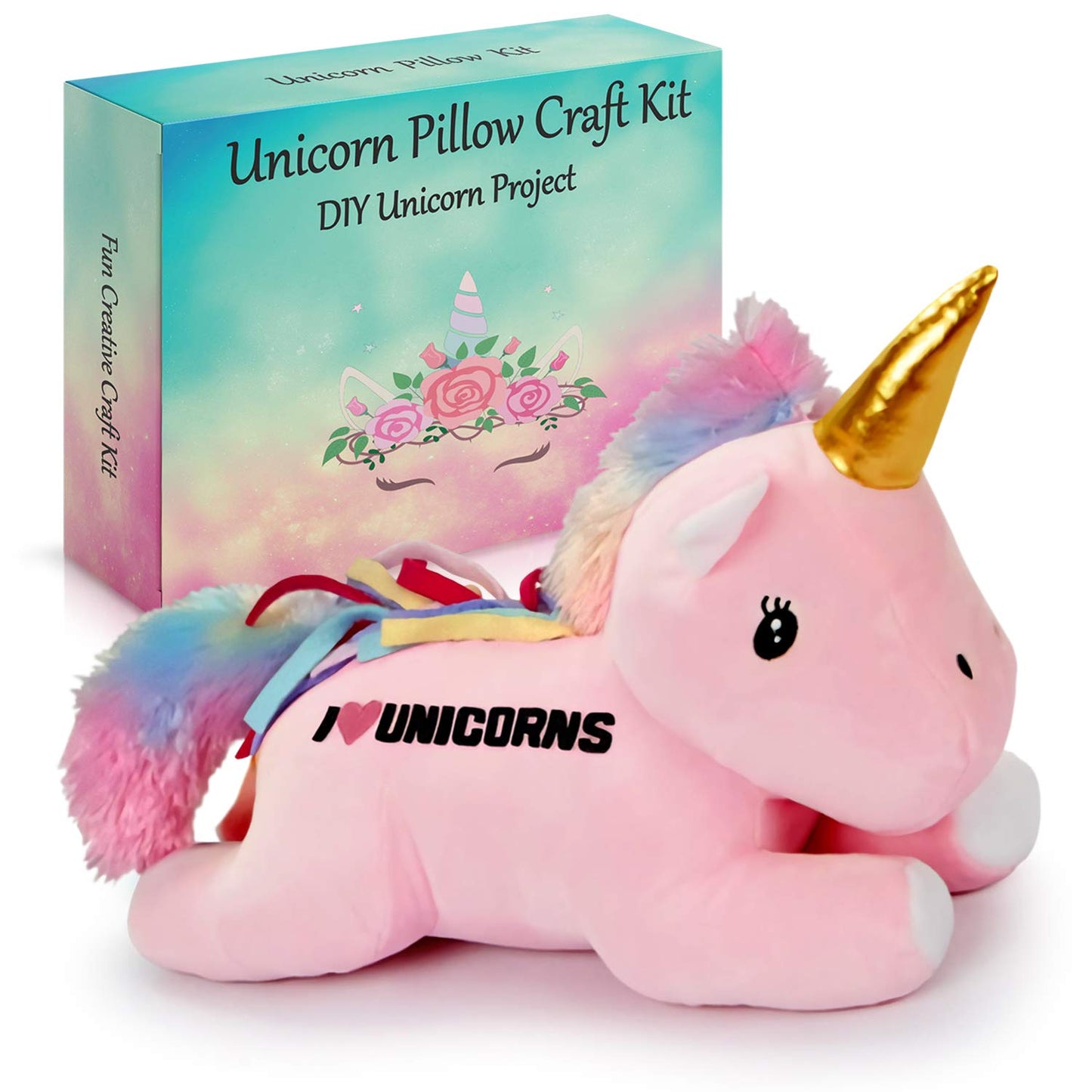 2Pepers Make Your Own Unicorn Pillow Kit - No-Sew Craft for Girls Aged 3-10