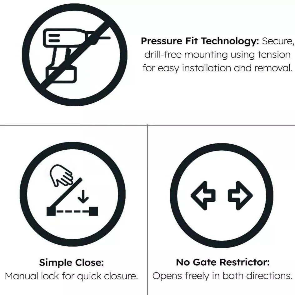FYLO 3x Baby Safety Stair Gate  Pressure Fit 75-86cm (3 pack)