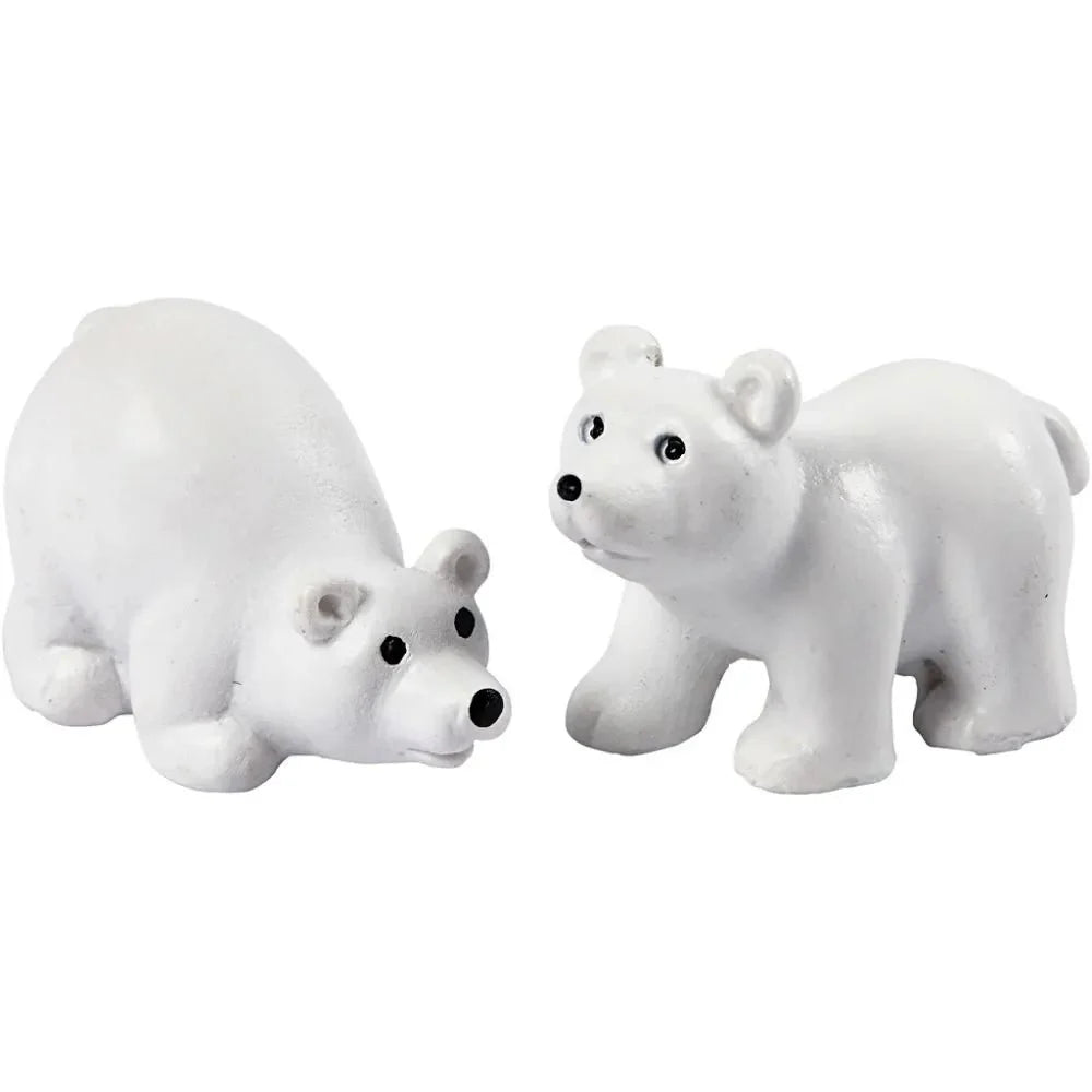 2 x Polar Bear Figurines 45mm Cute Models Figurines