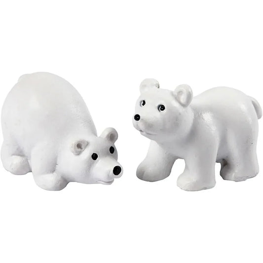 2 x Polar Bear Figurines 45mm Cute Models Figurines