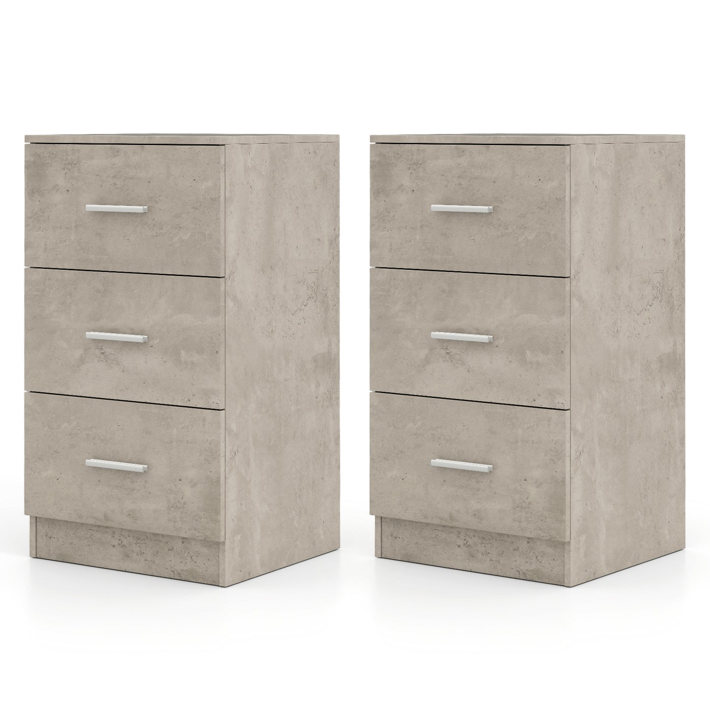 3-Drawer Dresser Cabinet Set of 2 with Anti-Toppling Device-Grey