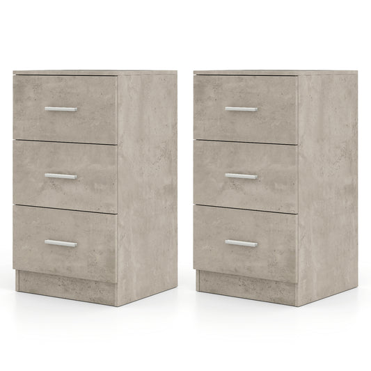 3-Drawer Dresser Cabinet Set of 2 with Anti-Toppling Device-Grey