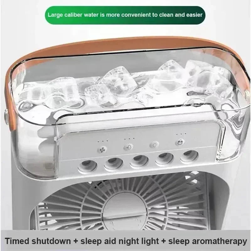 3-in-1 Portable Mini Air Cooler Fan - LED Night Light, Humidifier & Air Conditioner for Home & Office Use