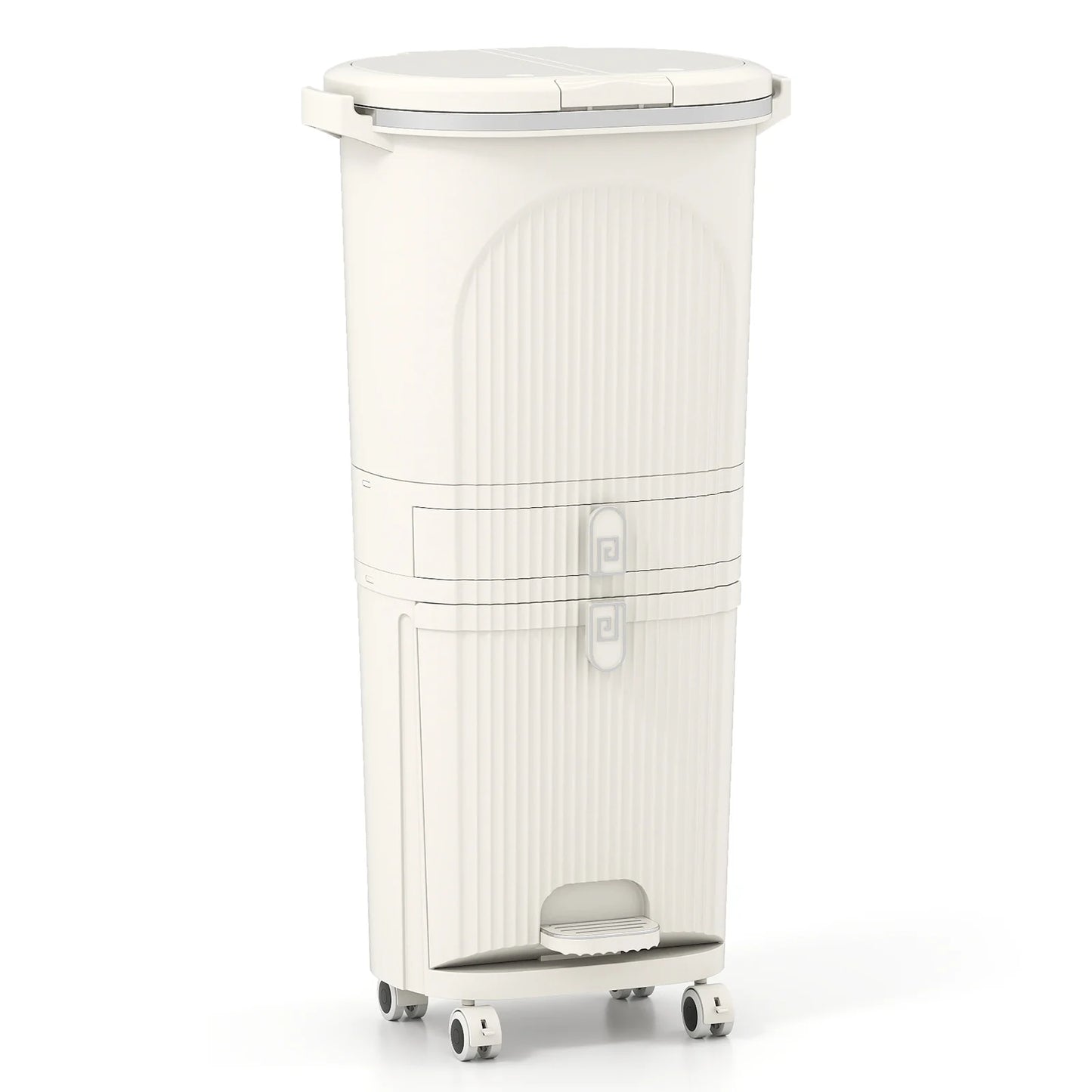 3-Layer Sorting Trash Bin with 2 Removable Buckets-Beige