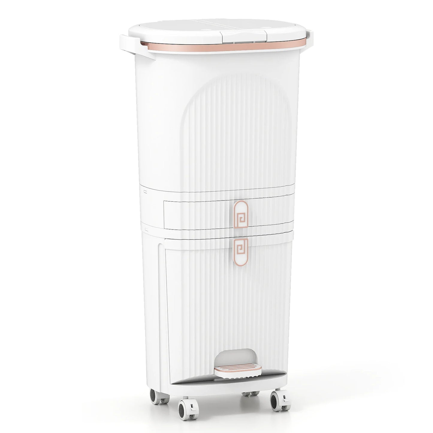 3-Layer Sorting Trash Bin with 2 Removable Buckets-Beige