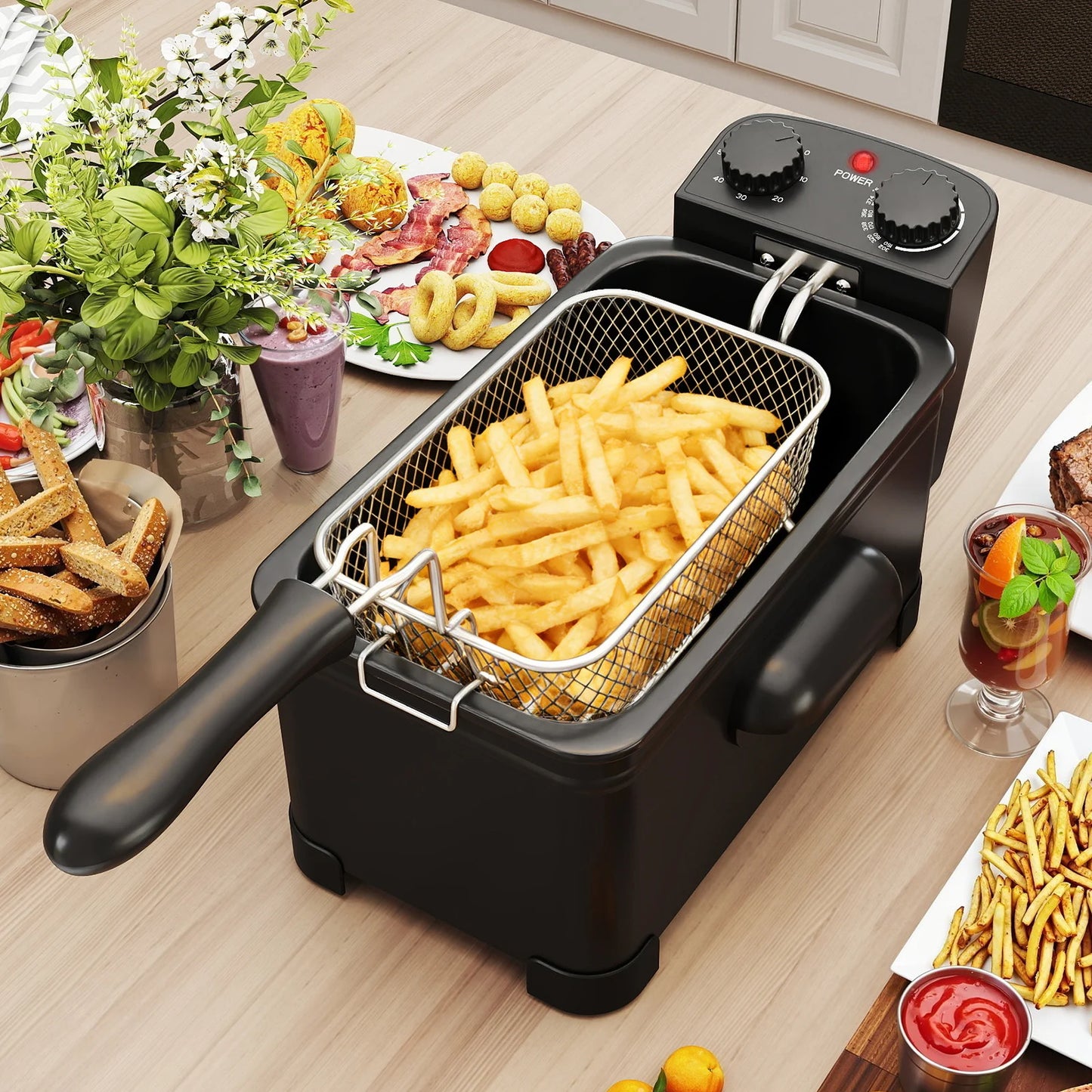 3 Liter 2000W Electric Deep Fryer  with Detachable Frying Basket