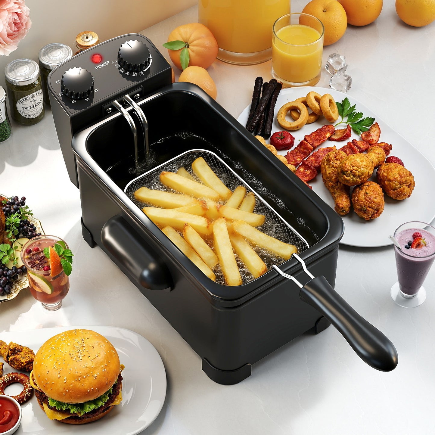 3 Liter 2000W Electric Deep Fryer  with Detachable Frying Basket