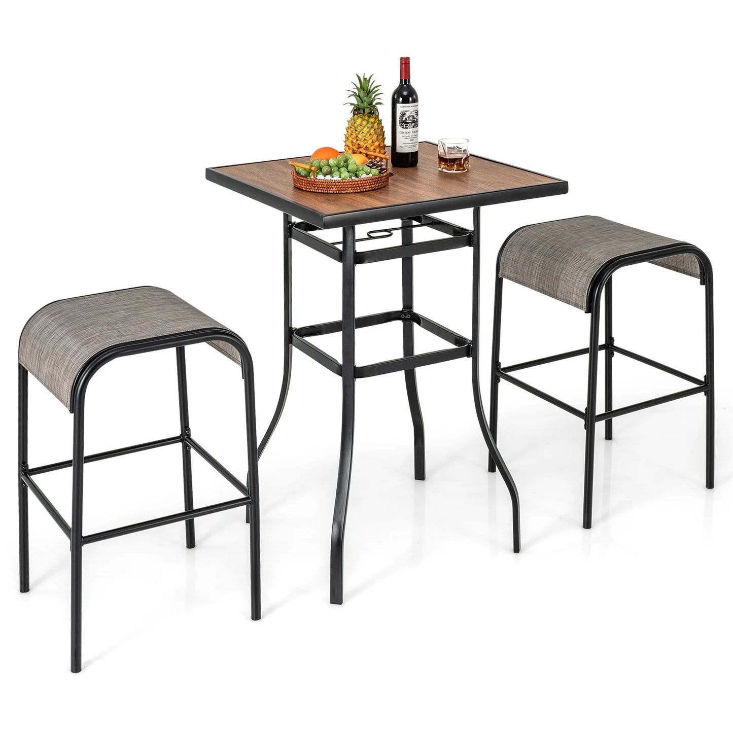 3-Piece Patio Dining Set for Lawn Yard Poolside Garden