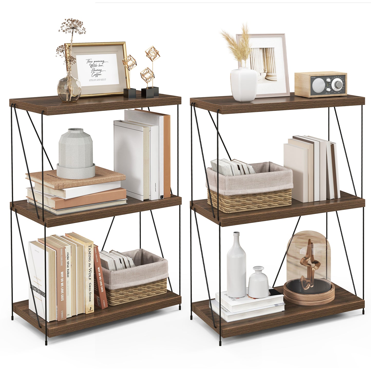 3-Tier Multipurpose Display Rack with Metal Frame for Home Office