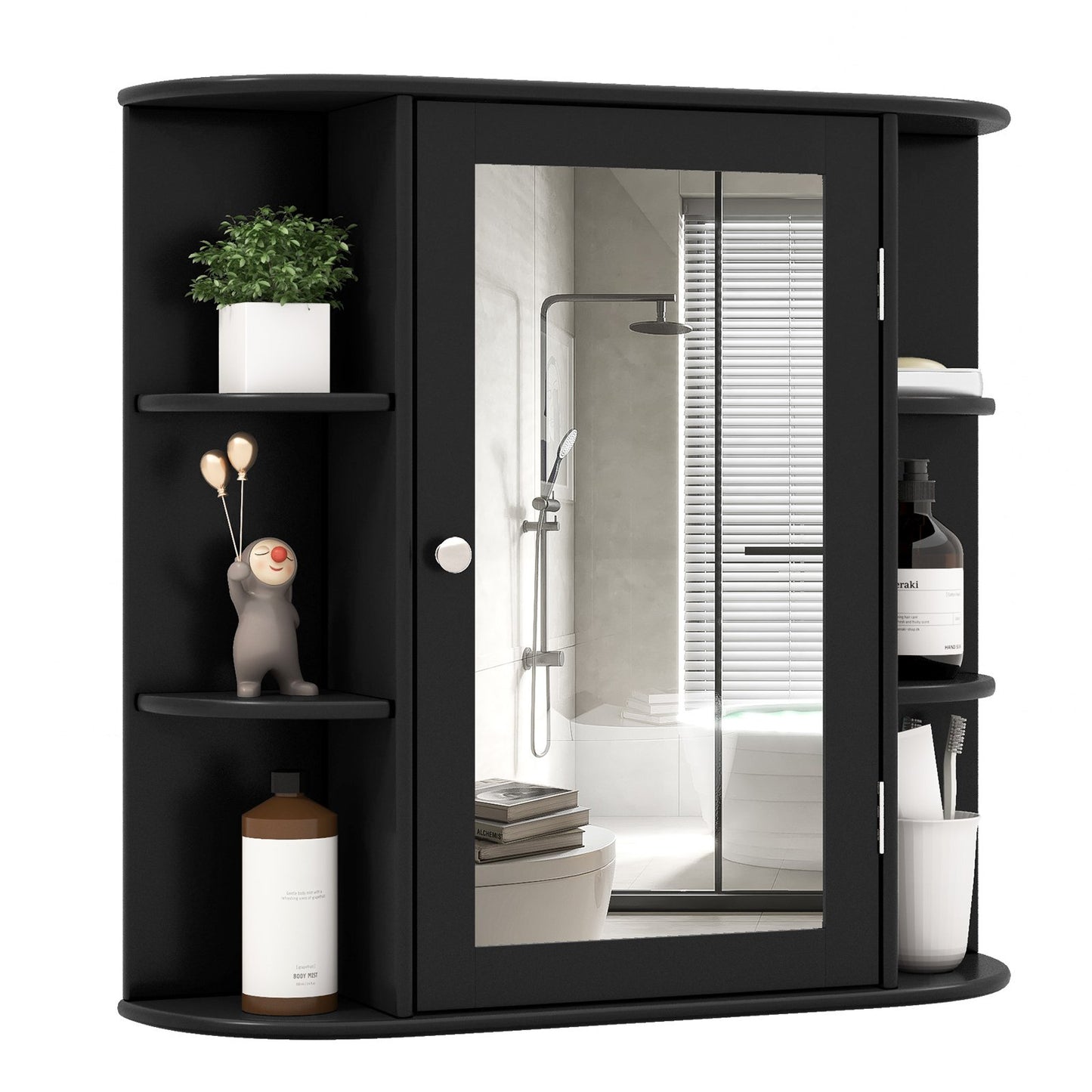 3-Tier Mirrored Wall Mounted Bathroom Cabinet-Grey