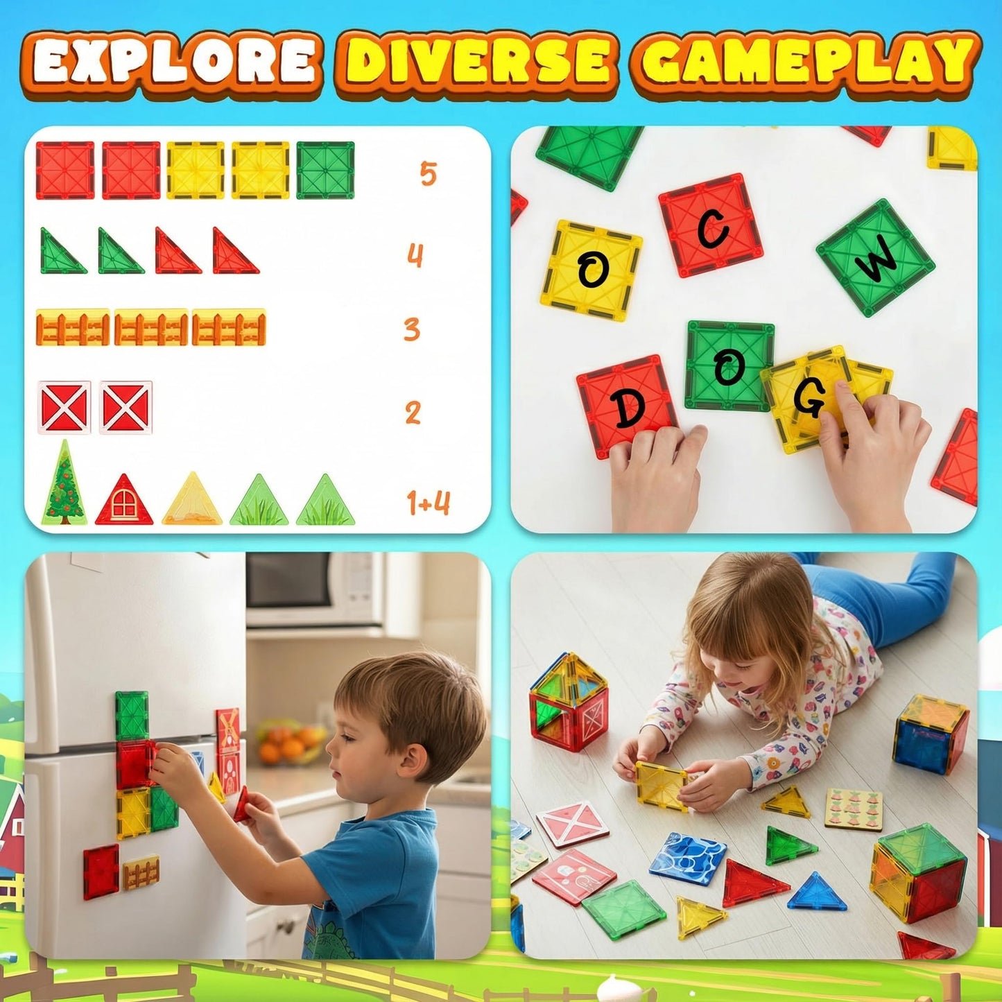 3 otters 37pcs Magnetic Tiles – STEM Building Blocks for Kids