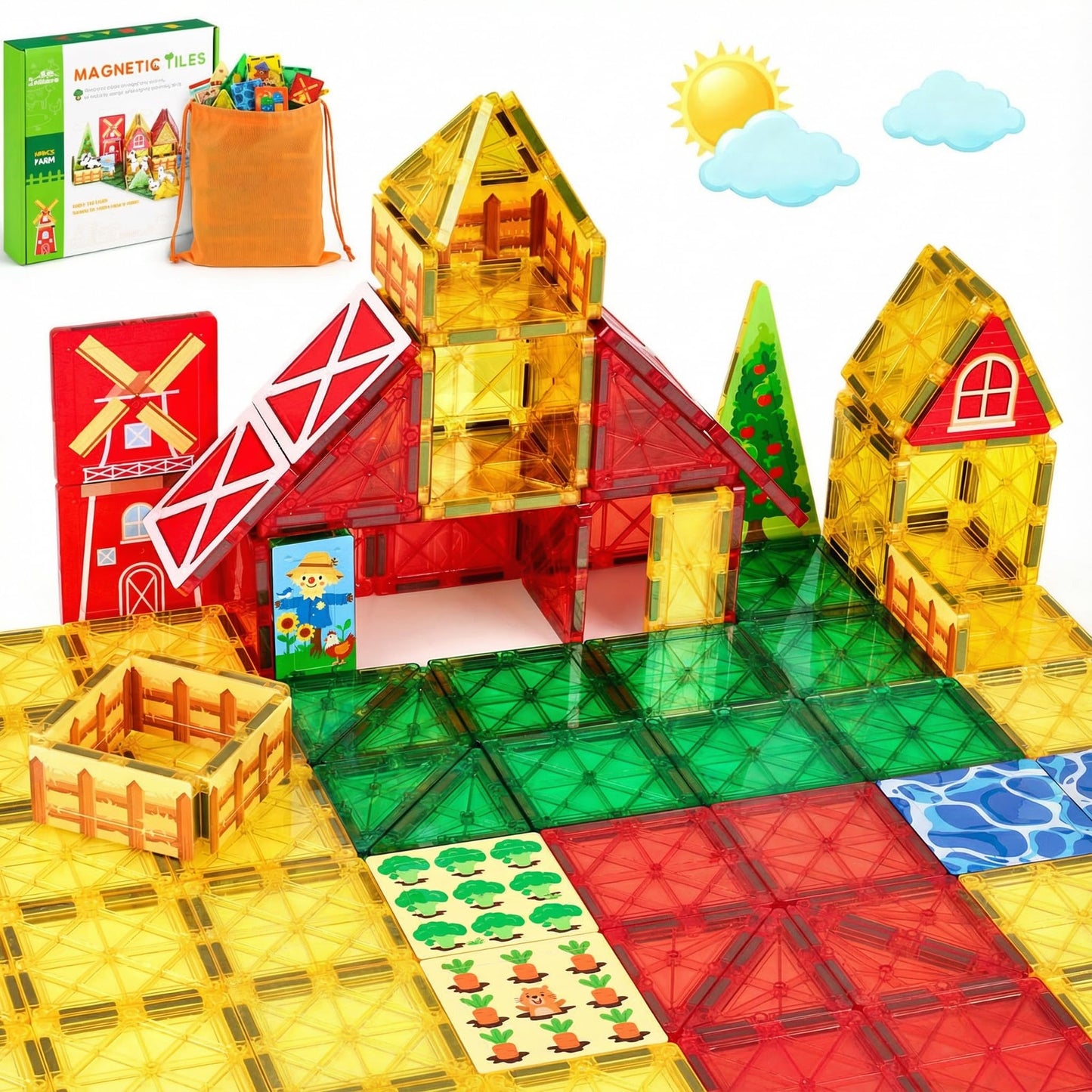 3 otters 37pcs Magnetic Tiles – STEM Building Blocks for Kids