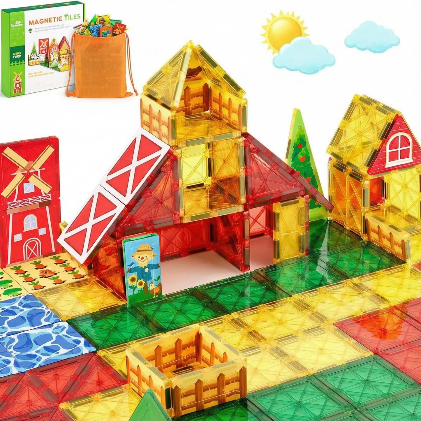 3 otters 37pcs Magnetic Tiles – STEM Building Blocks for Kids