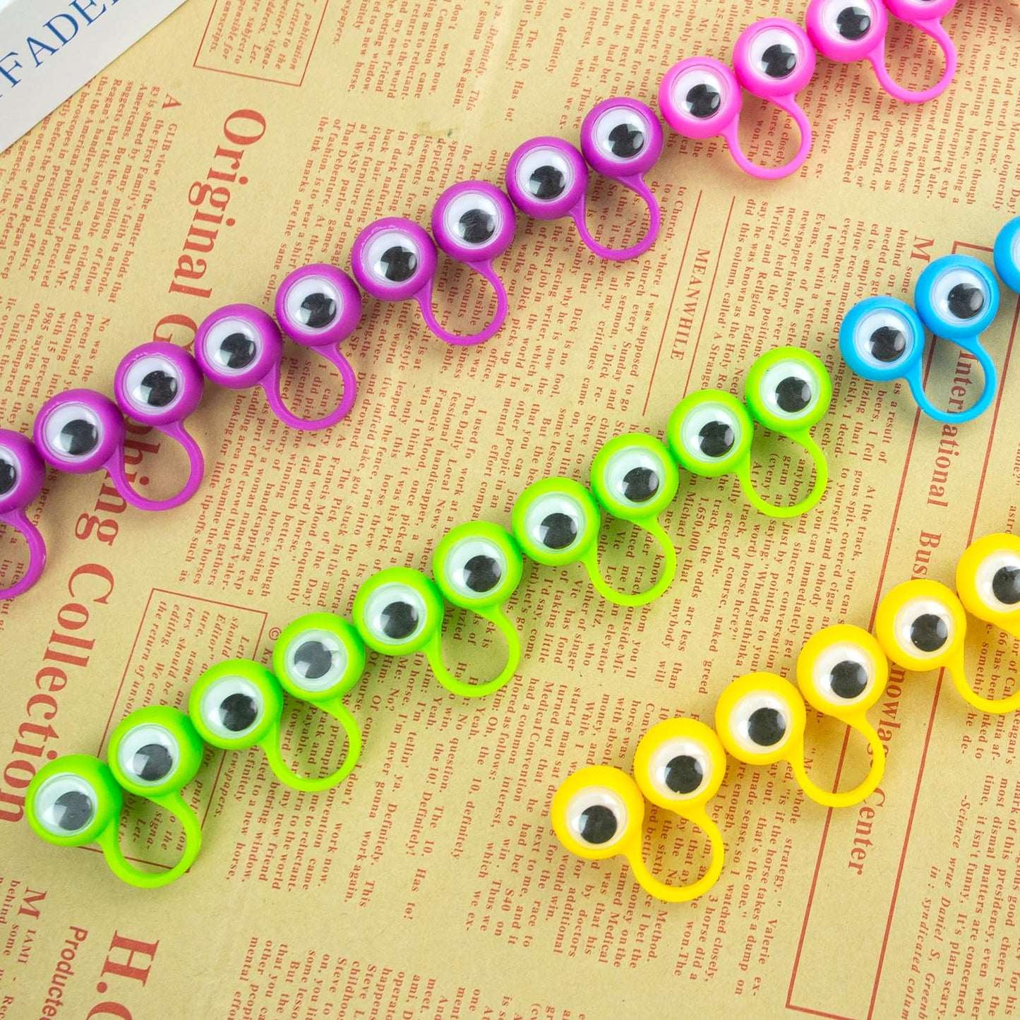 3 Otters 48PCS Eyeball Ring Finger Puppets – Colorful Eye Monster Rings for Kids