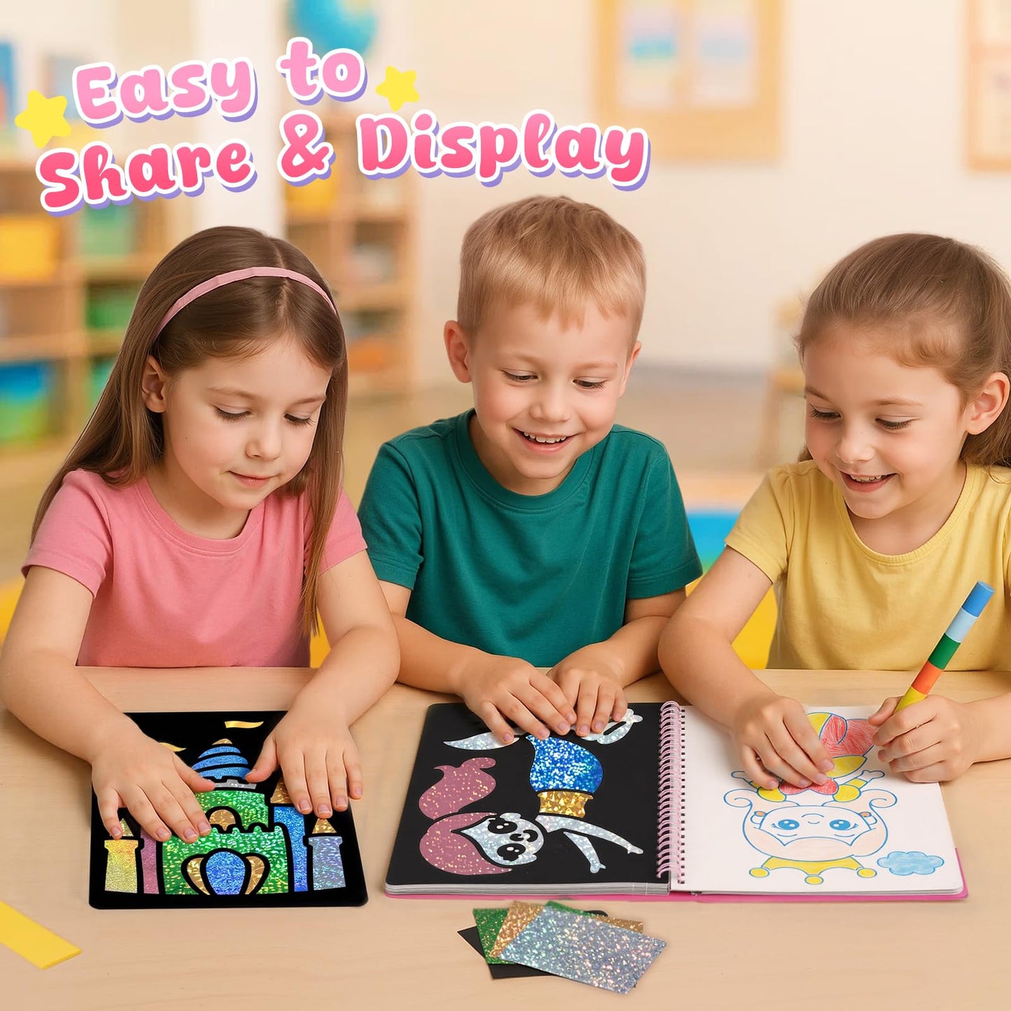 3 Otters Foil Fun Art Kit - Princess Crafts for Kids | Travel Spiral Coloring & DIY Gift