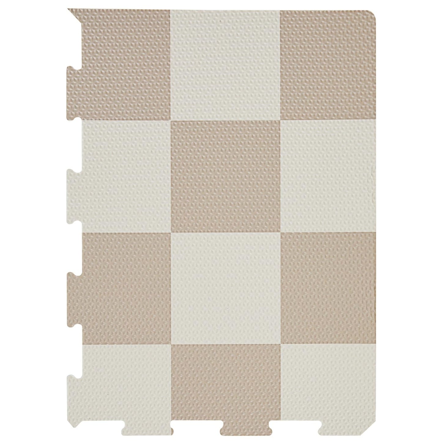 3 Sprouts Baby Foam Play Mat – Interlocking Tiles, Non-Toxic, Waterproof, Beige Checkerboard