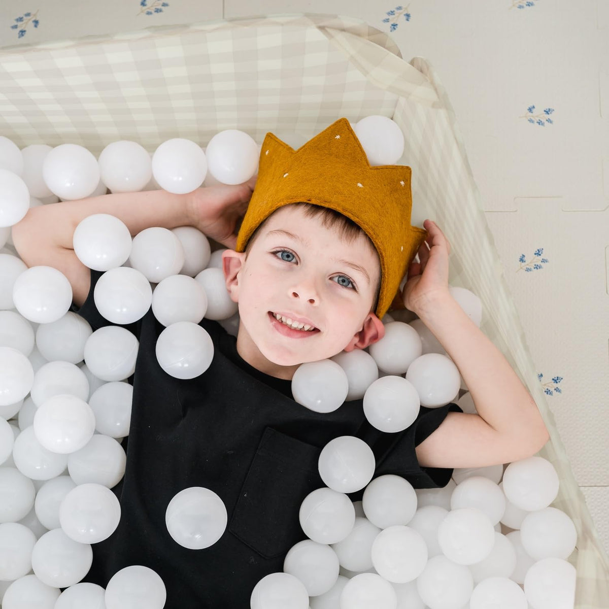 3 Sprouts Kids Ball Pit – Pop-Up Indoor/Outdoor Play Space for Toddlers | Large Foldable Ball Pit (Balls Not Included) – Gingham Beige