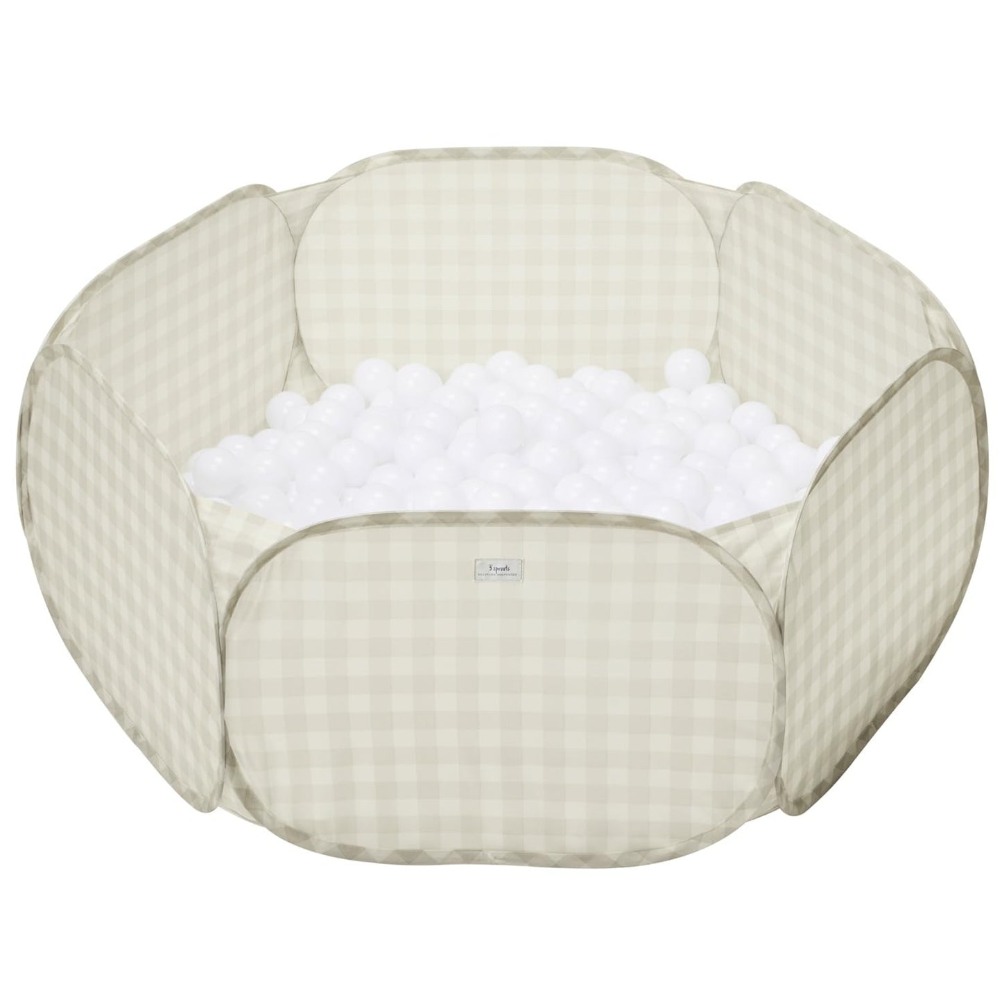 3 Sprouts Kids Ball Pit – Pop-Up Indoor/Outdoor Play Space for Toddlers | Large Foldable Ball Pit (Balls Not Included) – Gingham Beige