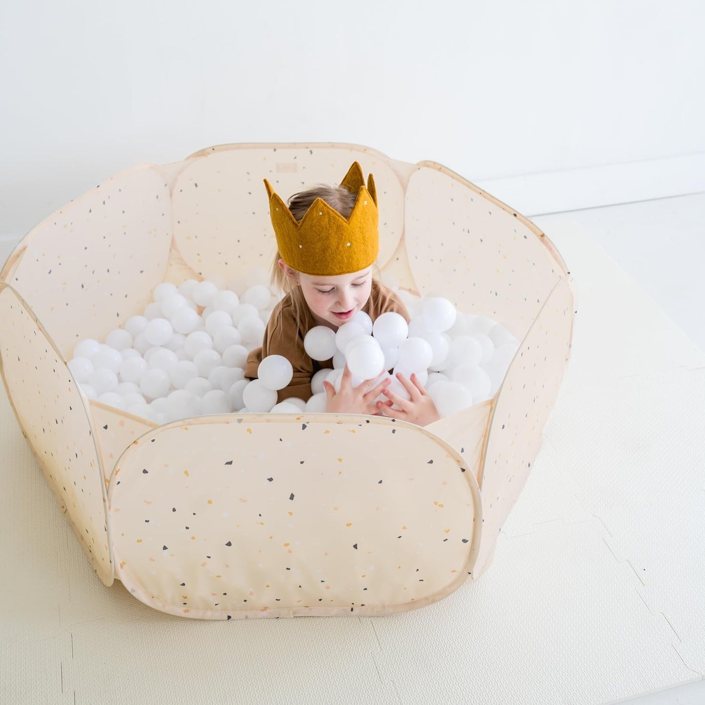 3 Sprouts Kids Ball Pit – Pop-Up Indoor/Outdoor Play Pit (Terrazzo Beige)