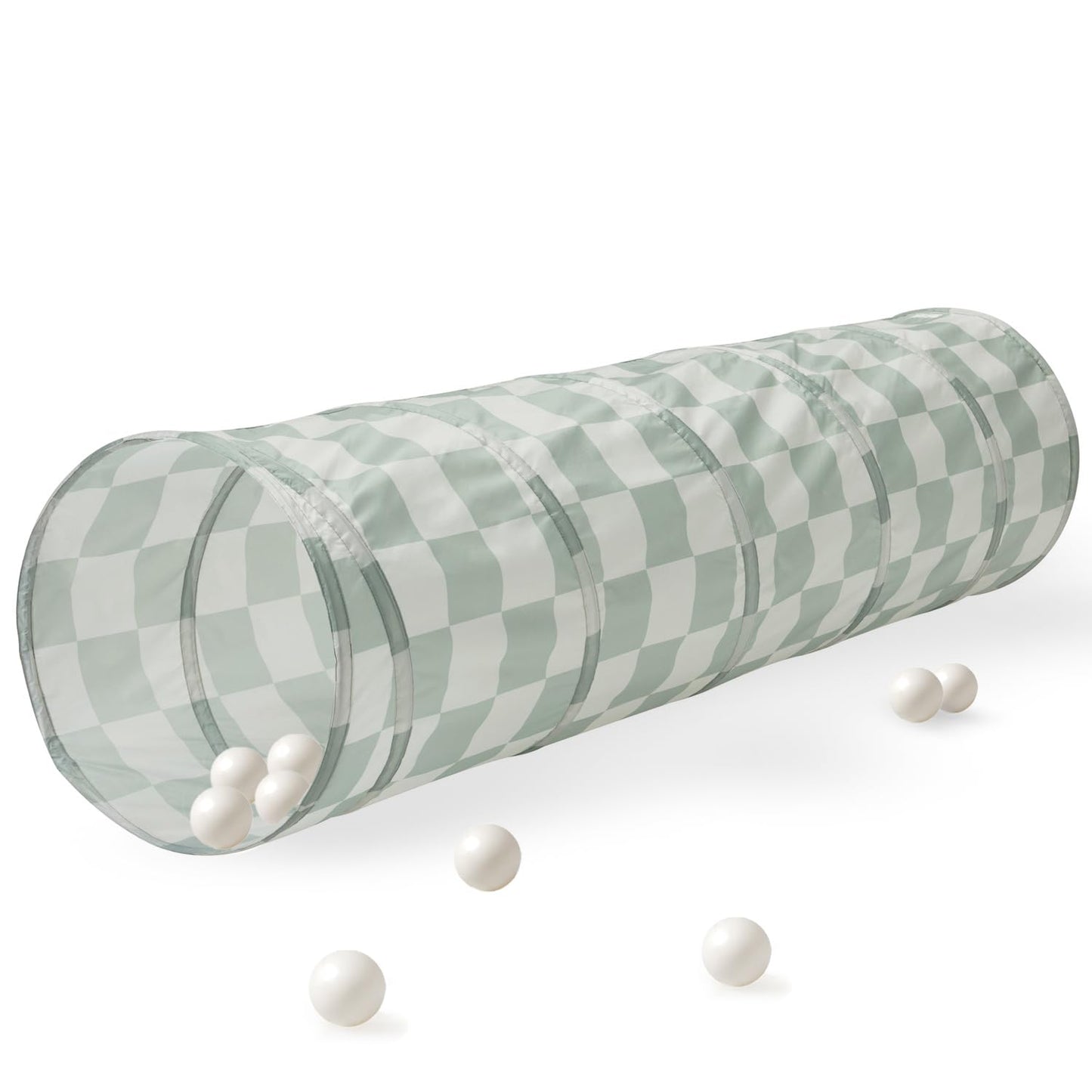 3 Sprouts Play Tunnel – Pop Up Indoor Crawl Tunnel, Recycled Fabric, Checkered Green