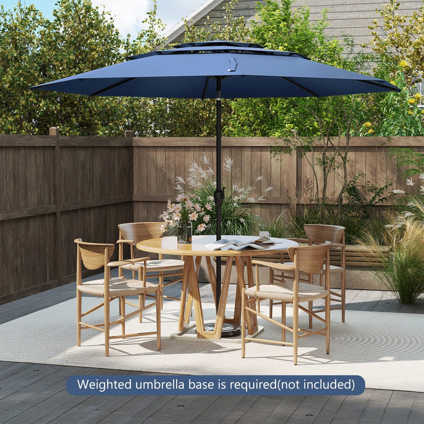 295 cm 3-tier Vented Patio Large Market Table Umbrella with Push Button Tilt-Beige