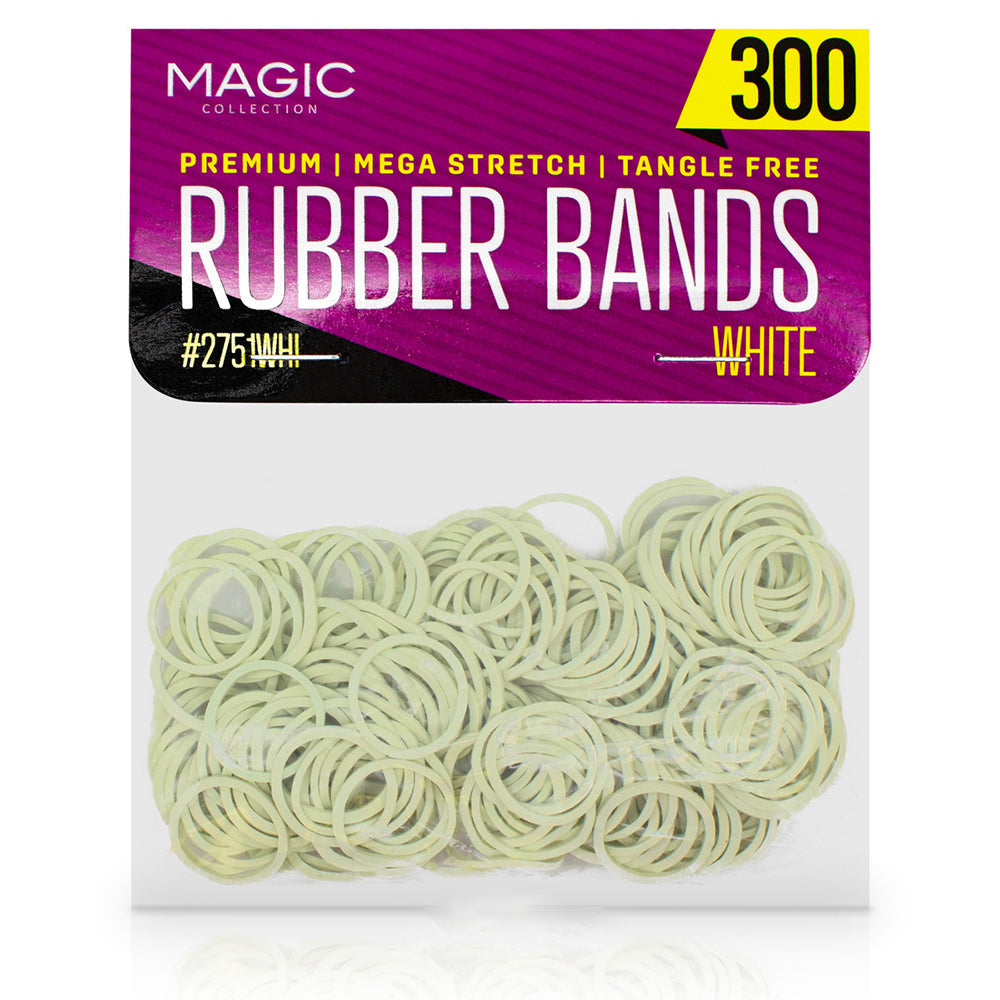 Magic Collection White Rubber Bands Secure & Damage-Free Hold for All Hair Types 300 Pcs